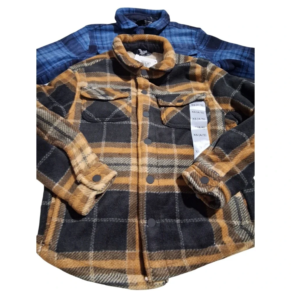 3 Member's Mark Boys Sherpa‎ Lined Shackets Size XS 4/5 Plaid Outerwear Gorpcore